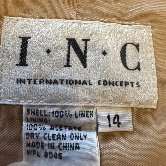I.N.C. International concepts Linen Button-Down Vest Tan Size 14 Classic Fit - Picture 5 of 7